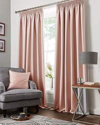 Faux Silk Pencil Pleat Blackout Curtains Blush - JD Williams - Size: 112X182 - thumbnail 2