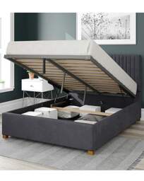 Aspire Grant Velvet Ottoman Bed Steel - Aspire - Size: DOUBLE - thumbnail 2