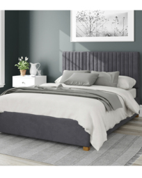 Aspire Grant Velvet Ottoman Bed Steel - Aspire - Size: DOUBLE - thumbnail 1