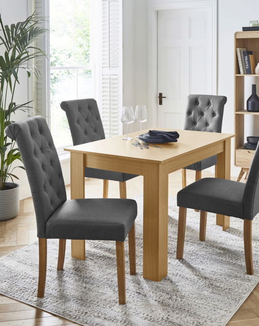 Dakota Dining Table with 4 Ava Chairs Oak/Grey - image 1