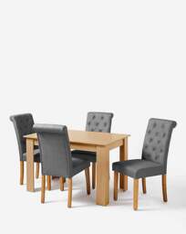 Dakota Dining Table with 4 Ava Chairs Oak/Grey - thumbnail 2