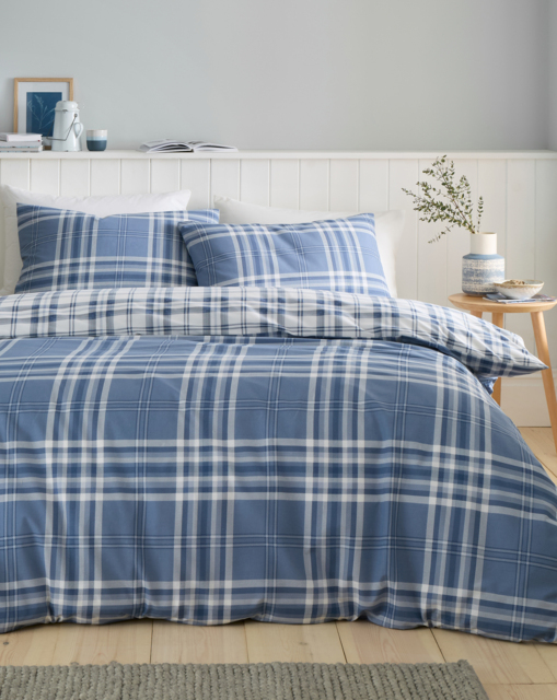 CL Kelso Check Duvet Cover Set BLU Blue - Catherine Lansfield - Size: SINGLE - image 1