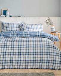 CL Kelso Check Duvet Cover Set BLU Blue - Catherine Lansfield - Size: SINGLE - thumbnail 4