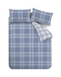 CL Kelso Check Duvet Cover Set BLU Blue - Catherine Lansfield - Size: SINGLE - thumbnail 2