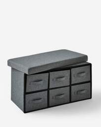 Faux Linen Drawer Ottoman Charcoal - JD Williams - thumbnail 4