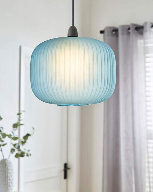 Nora Matt Blue Glass 20cm Pendant Shade Blue - JD Williams - image 1