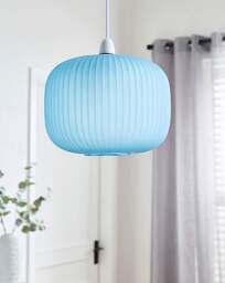 Nora Matt Blue Glass 20cm Pendant Shade Blue - JD Williams - thumbnail 2