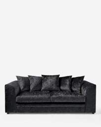 Chicago Crushed Velvet 3 Seater Sofa Black - thumbnail 4