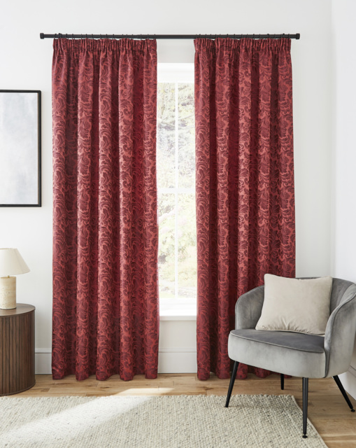 Buckingham Pencil Pleat Lined Curtains Wine - Sundour - Size: 229X213 - image 1