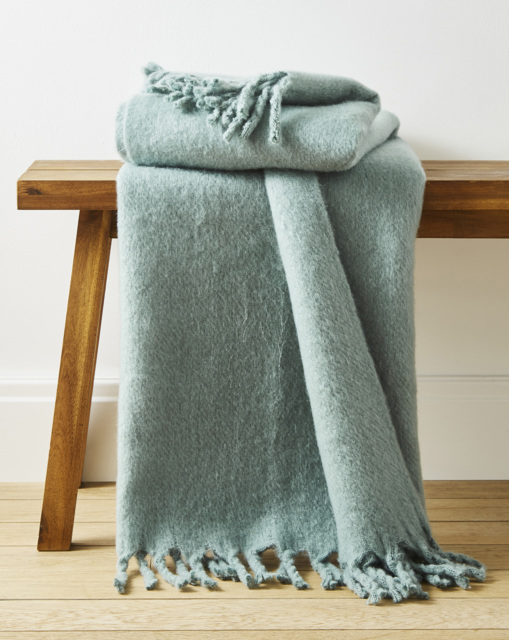 Faux Mohair Fringed Throw - Green Green - JD Williams - Size: 120X150 - image 1