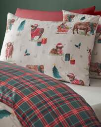 CL Christmas Highland Cow Duvet Set Natural - Catherine Lansfield - Size: SINGLE - thumbnail 2