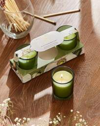 White Poppy & Sage Set of 3 Votives Green - Candlelight - thumbnail 1
