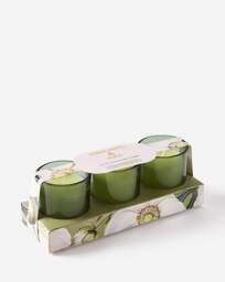 White Poppy & Sage Set of 3 Votives Green - Candlelight - thumbnail 3