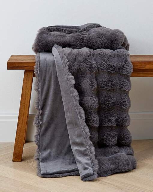 Bubble Faux Fur Throw - Charcoal Charcoal - JD Williams - Size: 120X150 - image 1