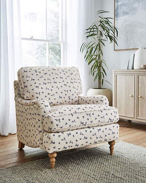Wisteria Floral Armchair Cream/Blue - JD Williams - image 1