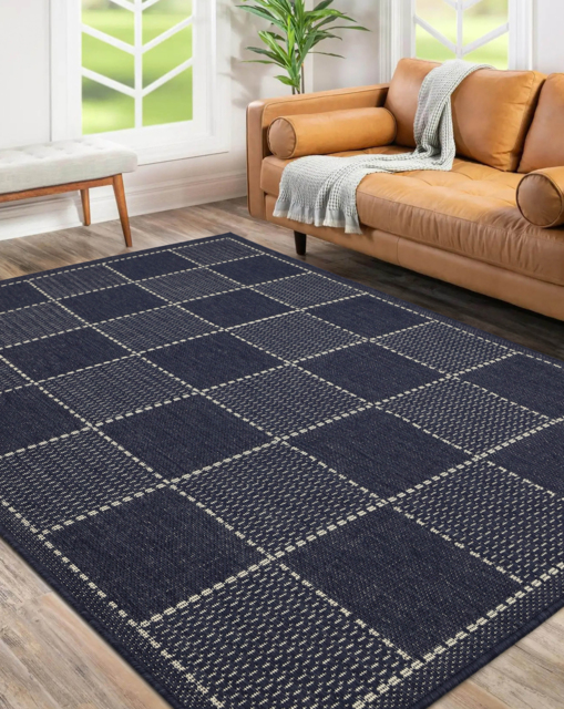 Checked Gel Flatweave Rug Navy - Homemaker - Size: 160X225 - image 1