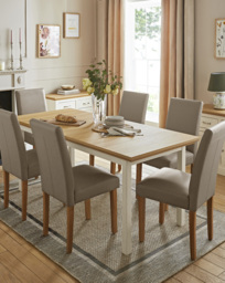 Ashford Extendable Table and Ava Leather Cream/Grey - Julipa
