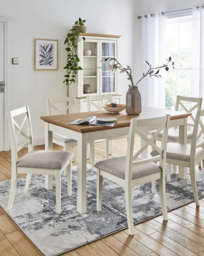 Julipa Table with 6 Ashford Chairs Cream/Natural - Julipa