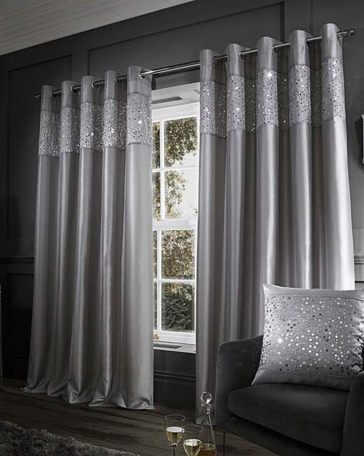 Catherine Lansfield Glitzy Curtains Grey - Catherine Lansfield - Size: 168 x 229cm - image 1