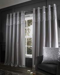 Catherine Lansfield Glitzy Curtains Grey - Catherine Lansfield - Size: 168 x 229cm - thumbnail 1