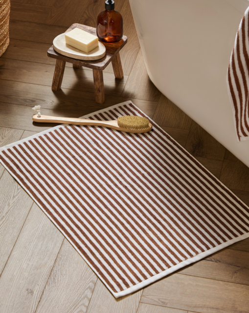 Yard Hebden Stripe Cotton Bathmat Pecan - Yard - image 1