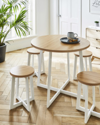 Keswick Compact Dining Set White/Oak-Effect - JD Williams