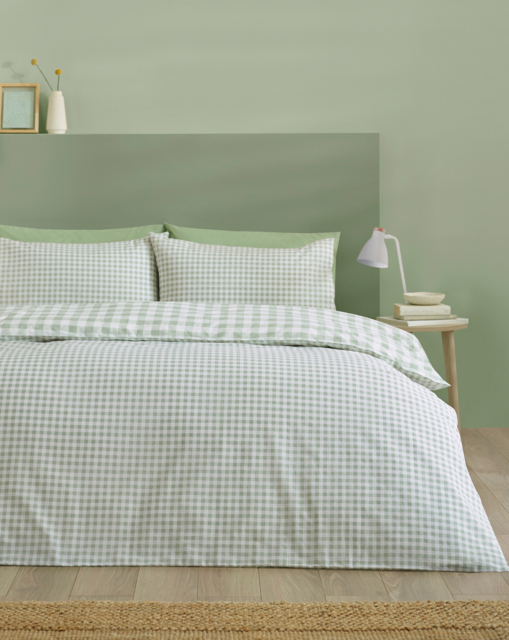 CL Bamford Gingham Check Duvet Set GRN Green - Catherine Lansfield - Size: DOUBLE - image 1