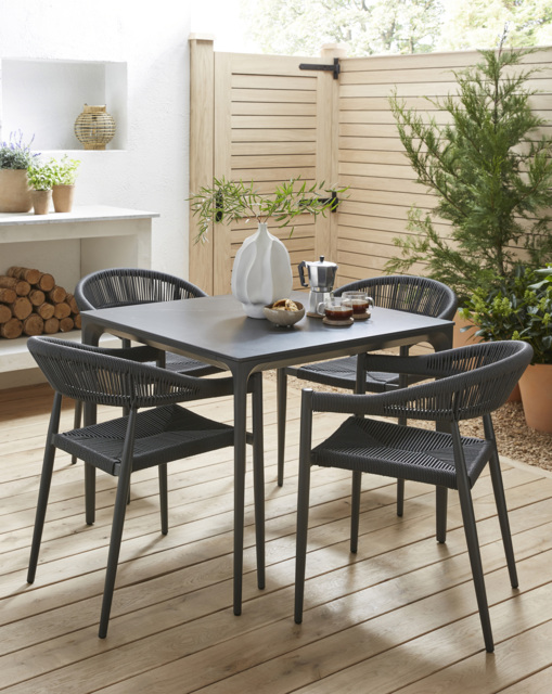 Sicily Premium Sintered Stone Dining Set Charcoal - JD Williams - image 1