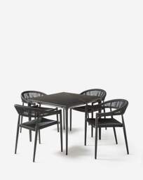 Sicily Premium Sintered Stone Dining Set Charcoal - JD Williams - thumbnail 3