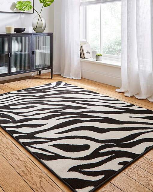 Maestro Zebra Print Woven Rug Black/White - Homemaker - Size: 120X170 - image 1