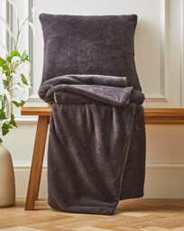 Soft Faux Fur Throw Charcoal - At Home Collection - Size: 120X150 - thumbnail 2