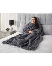 Huggleland Cosy Fleece Wearable Blanket Charcoal - Huggleland - Size: EACH - thumbnail 3