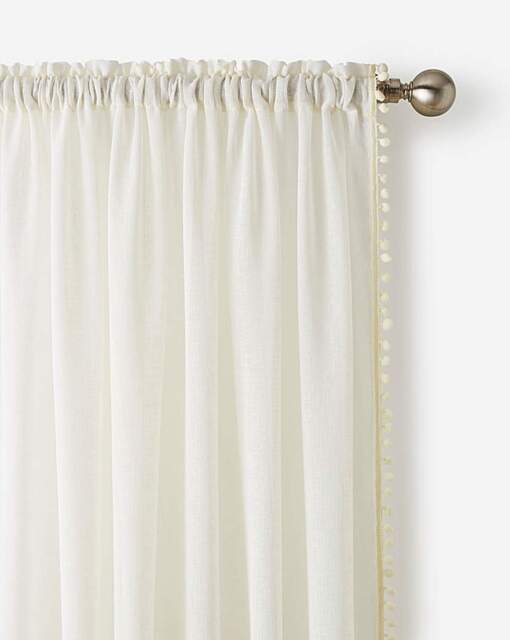 Tahiti Pom Pom Linen Look Voile Cream - Enhanced Living - Size: 145X137 - image 1