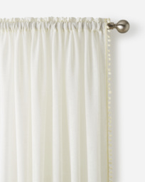 Tahiti Pom Pom Linen Look Voile Cream - Enhanced Living - Size: 145X137 - thumbnail 1