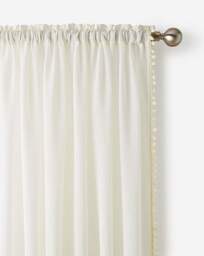 Tahiti Pom Pom Linen Look Voile Cream - Enhanced Living - Size: 145X137 - thumbnail 1
