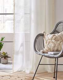Tahiti Pom Pom Linen Look Voile Cream - Enhanced Living - Size: 145X137 - thumbnail 2