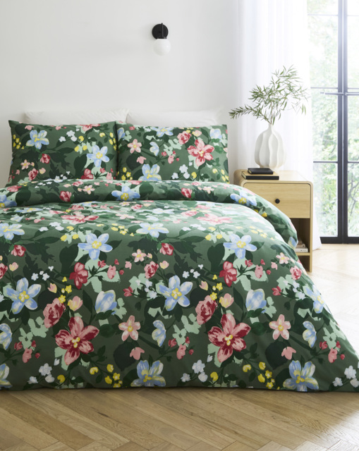 Elora Floral Duvet Cover Set Green - JD Williams - Size: SINGLE - image 1