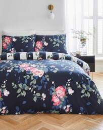 Joanna Hope Floral Stripe Duvet Set White/Navy - Joanna Hope - Size: DOUBLE - thumbnail 5