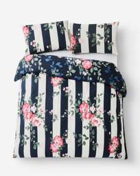 Joanna Hope Floral Stripe Duvet Set White/Navy - Joanna Hope - Size: DOUBLE - thumbnail 3
