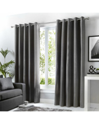 Sorbonne Eyelet Curtains Charcoal - Fusion - Size: 117 x 229cm