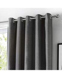Sorbonne Eyelet Curtains Charcoal - Fusion - Size: 117 x 229cm - thumbnail 3