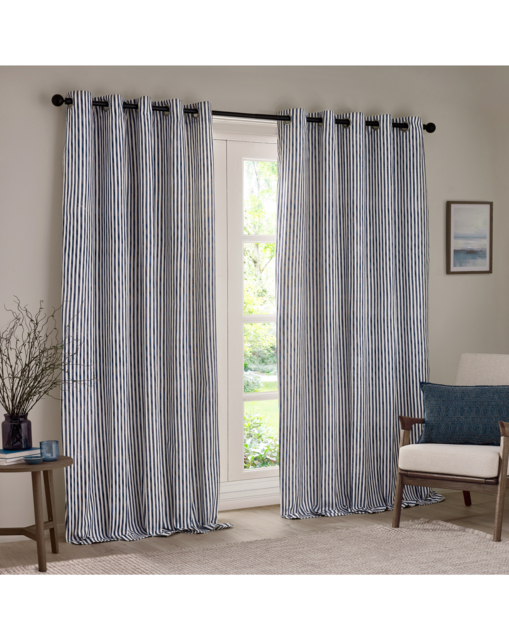 Yard Hebden Cotton Eyelet Curtains Navy - Yard - Size: 168 x 229cm - image 1