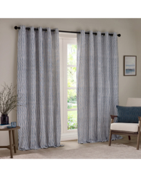 Yard Hebden Cotton Eyelet Curtains Navy - Yard - Size: 168 x 229cm - thumbnail 1