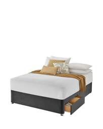 Silentnight Velvet 2 Drawer Divan Base Charcoal - Silentnight - Size: S KING - thumbnail 3