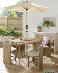 Seville Compact Dining Set with Parasol Natural - JD Williams