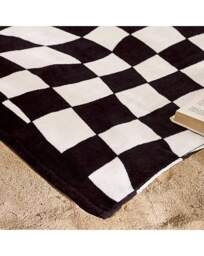Catherine Lansfield Check Beach Towel Black/White - Catherine Lansfield - thumbnail 4