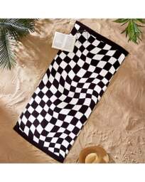 Catherine Lansfield Check Beach Towel Black/White - Catherine Lansfield - thumbnail 1