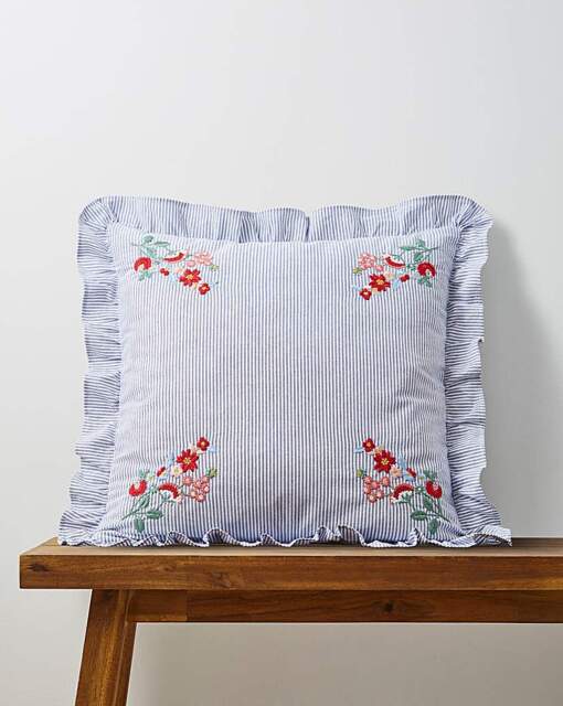 Julipa Estella Floral Ruffle Cushion Blue - Julipa - Size: 45X45 - image 1