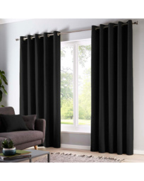 Sorbonne Eyelet Curtains Black - Fusion - Size: 168 x 229cm - thumbnail 1