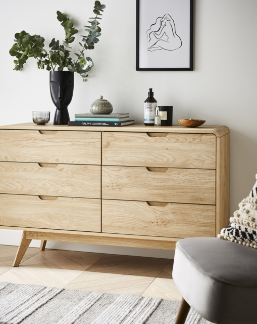 Oslo 6 Drawer Wide Chest OAK Effect - Gray & Osbourn - image 1
